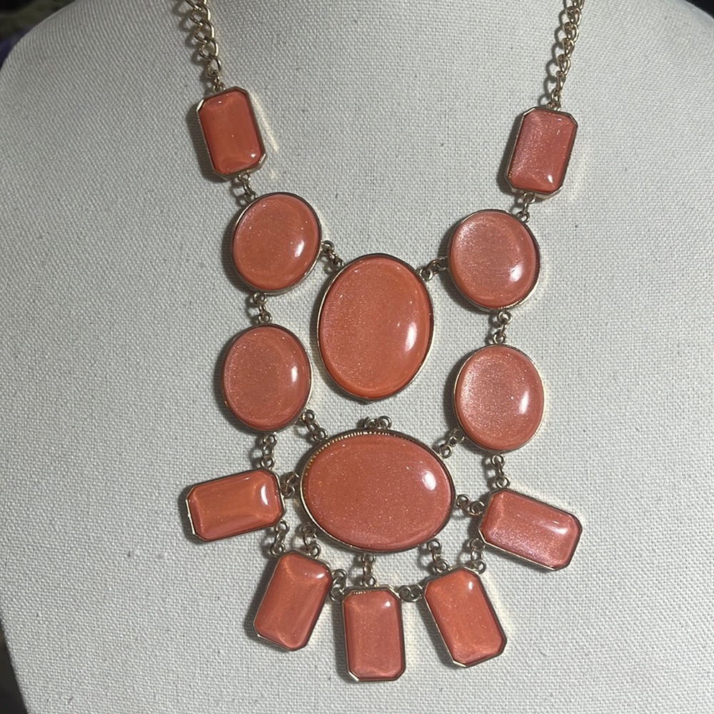 Etc Peach Bubble Statement Bib Necklace - image 1